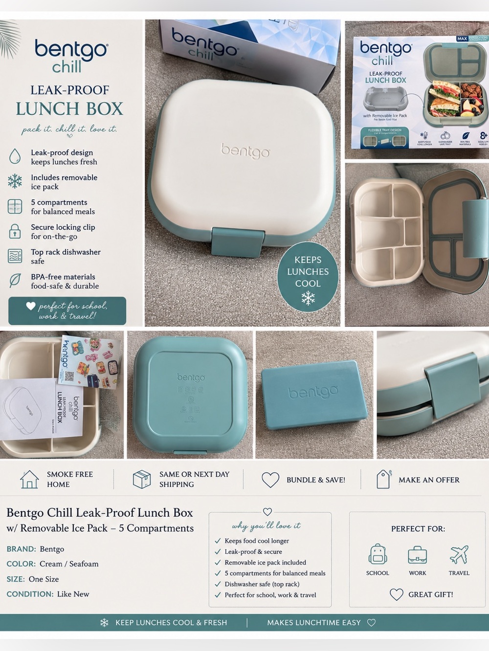 Bentgo Chill Leak-Proof Lunch Box Removable Ice Pack 5 Cup